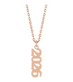 88746 Necklace 14K Rose 2026 19.1 X 5.4 Mm 18 In Polished Petite Year Necklace