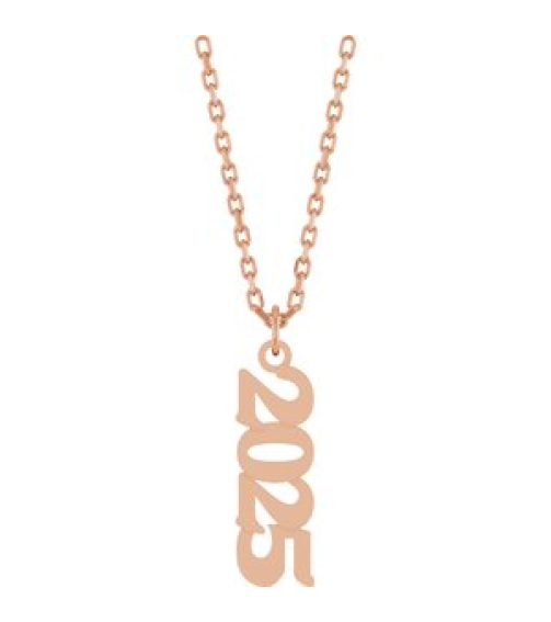 88746 Necklace 14K Rose 2025 19.1 X 5.4 Mm 18 In Polished Petite Year Necklace