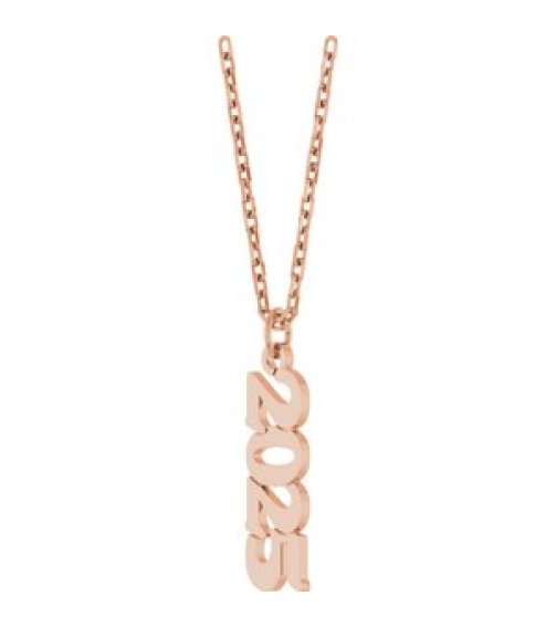 88746 Necklace 14K Rose 2025 19.1 X 5.4 Mm 18 In Polished Petite Year Necklace