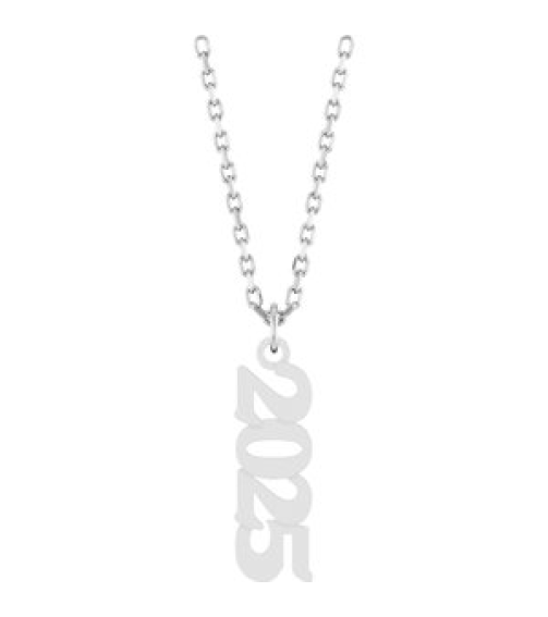 88746 Necklace 14K White 2025 19.1 X 5.4 Mm 18 In Polished Petite Year Necklace