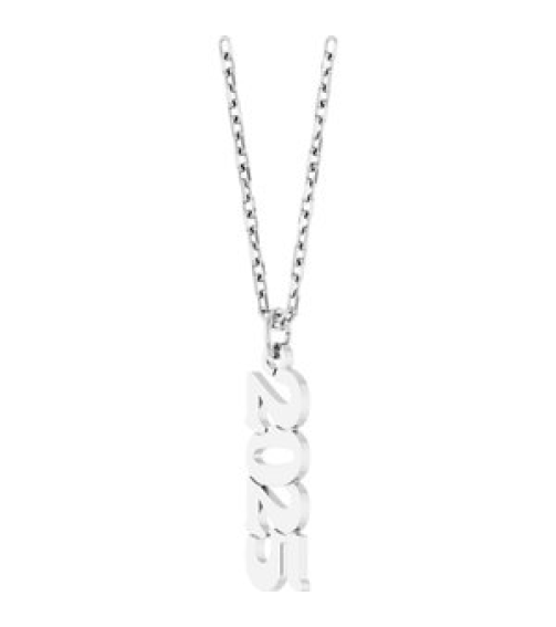 88746 Necklace 14K White 2025 19.1 X 5.4 Mm 18 In Polished Petite Year Necklace