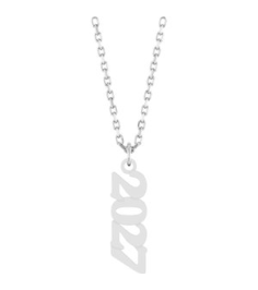 88746 Necklace 14K White 2027 19.1 X 5.4 Mm 18 In Polished Petite Year Necklace