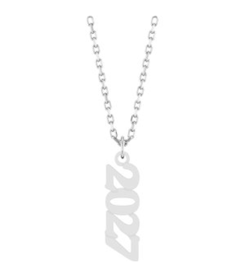 88746 Necklace 14K White 2027 19.1 X 5.4 Mm 18 In Polished Petite Year Necklace