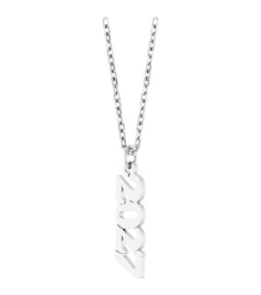 88746 Necklace 14K White 2027 19.1 X 5.4 Mm 18 In Polished Petite Year Necklace