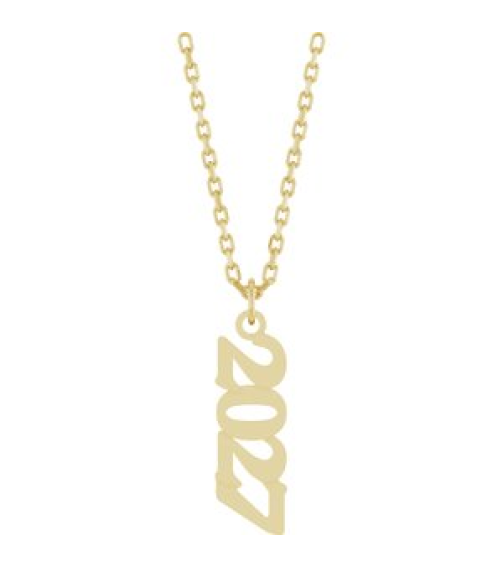 88746 Necklace 14K Yellow 2027 19.1 X 5.4 Mm 18 In Polished Petite Year Necklace