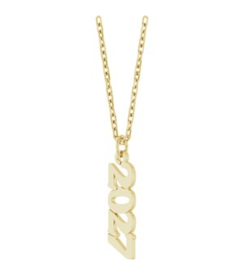 88746 Necklace 14K Yellow 2027 19.1 X 5.4 Mm 18 In Polished Petite Year Necklace