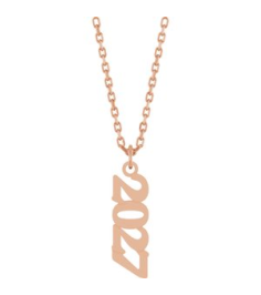 88746 Necklace 14K Rose 2027 19.1 X 5.4 Mm 18 In Polished Petite Year Necklace