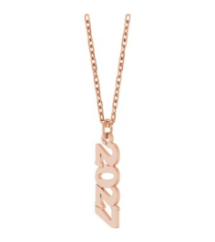 88746 Necklace 14K Rose 2027 19.1 X 5.4 Mm 18 In Polished Petite Year Necklace