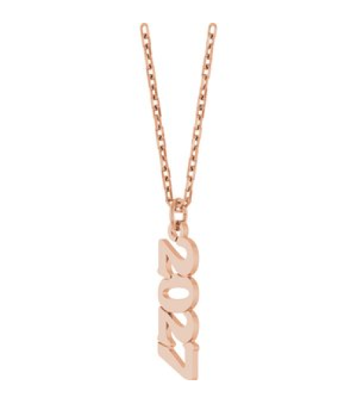88746 Necklace 14K Rose 2027 19.1 X 5.4 Mm 18 In Polished Petite Year Necklace