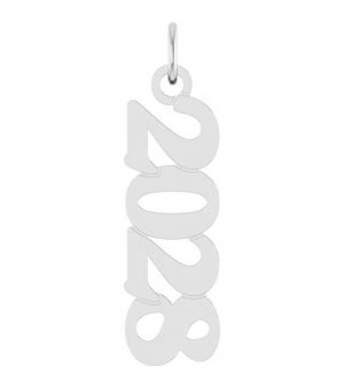 88746 Pendant 14K White 2028 19.1 X 5.4 Mm Polished Petite Year Pendant