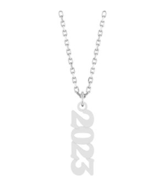 88746 Necklace 14K White 2023 19.1 X 5.4 Mm 18 In Polished Petite Year Necklace