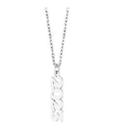 88746 Necklace 14K White 2023 19.1 X 5.4 Mm 18 In Polished Petite Year Necklace