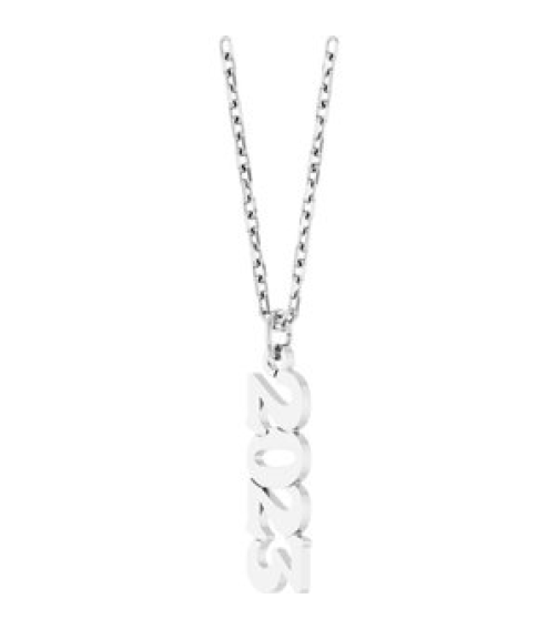 88746 Necklace 14K White 2023 19.1 X 5.4 Mm 18 In Polished Petite Year Necklace
