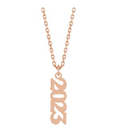 88746 Necklace 14K Rose 2023 19.1 X 5.4 Mm 18 In Polished Petite Year Necklace