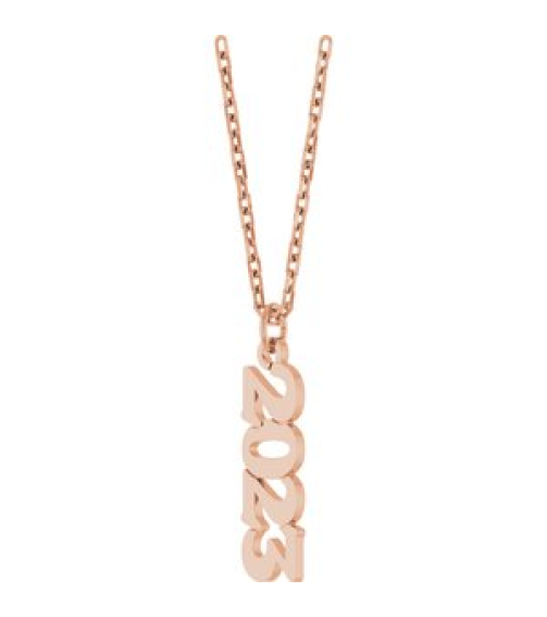88746 Necklace 14K Rose 2023 19.1 X 5.4 Mm 18 In Polished Petite Year Necklace