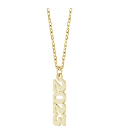 88746 Necklace 14K Yellow 2023 19.1 X 5.4 Mm 18 In Polished Petite Year Necklace