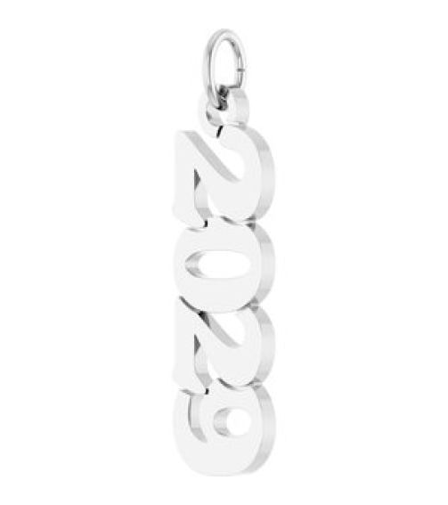 88746 Pendant 14K White 2029 19 X 5.4 Mm Polished Petite Year Pendant