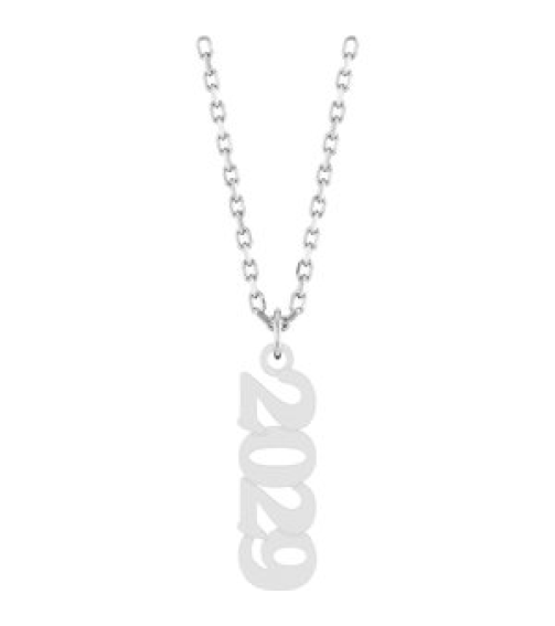 88746 Necklace 14K White 2029 19 X 5.4 Mm 18 In Polished Petite Year Necklace