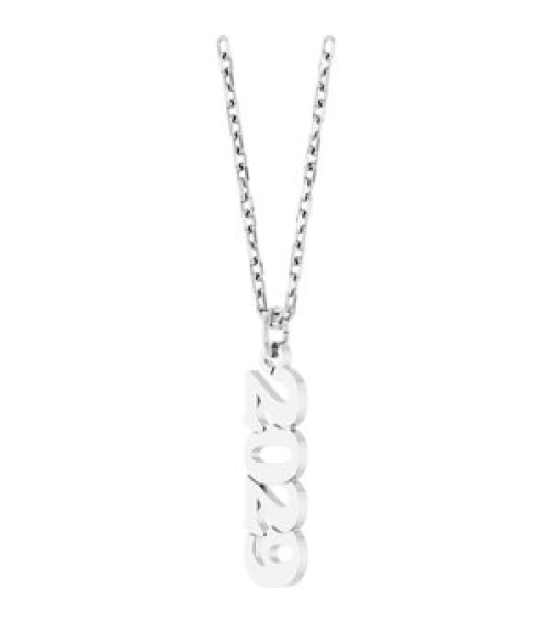 88746 Necklace 14K White 2029 19 X 5.4 Mm 18 In Polished Petite Year Necklace