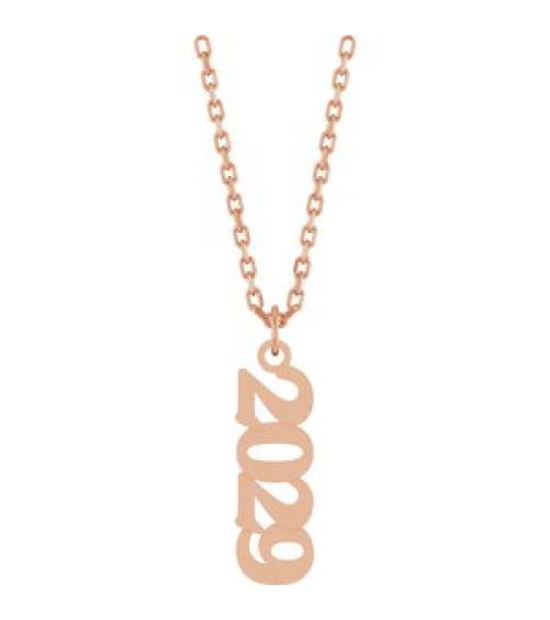 88746 Necklace 14K Rose 2029 19 X 5.4 Mm 18 In Polished Petite Year Necklace