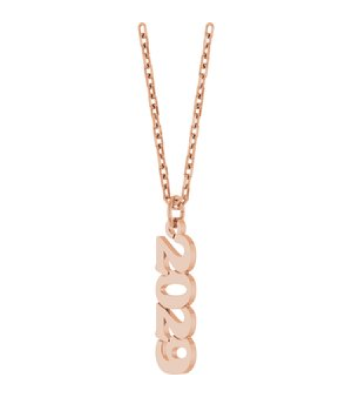 88746 Necklace 14K Rose 2029 19 X 5.4 Mm 18 In Polished Petite Year Necklace