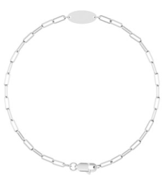 Brc973 Bracelet 14K White 11 X 5 Mm 7 In Polished Engravable Oval Bracelet