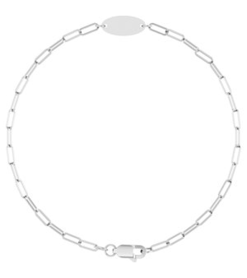Brc973 Bracelet 14K White 11 X 5 Mm 7 In Polished Engravable Oval Bracelet