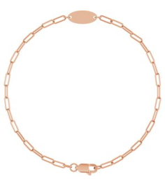 Brc973 Bracelet 14K Rose 11 X 5 Mm 7 In Polished Engravable Oval Bracelet