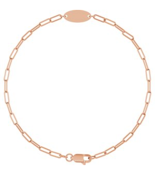 Brc973 Bracelet 14K Rose 11 X 5 Mm 7 In Polished Engravable Oval Bracelet