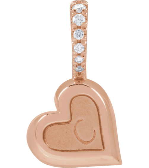 88775 Pendant Set 14K Rose Round Natural Diamond 1.3Mm 0.03 Ctw Natural Diamond I1, G-H Polished .03 Ctw Natural Diamond Engravable Sideways Heart Pendant