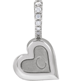 88775 Pendant Set 14K White Round Natural Diamond 1.3Mm 0.03 Ctw Natural Diamond I1, G-H Polished .03 Ctw Natural Diamond Engravable Sideways Heart Pendant