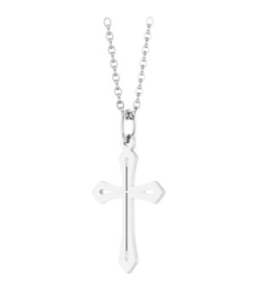 R50069 Necklace 14K White 25.1 X 15 Mm 18 In Polished Cross Necklace