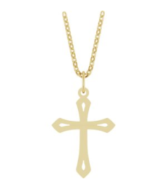 R50069 Necklace 14K Yellow 25.1 X 15 Mm 18 In Polished Cross Necklace