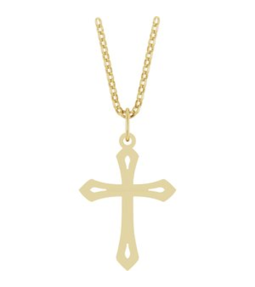 R50069 Necklace 14K Yellow 25.1 X 15 Mm 18 In Polished Cross Necklace