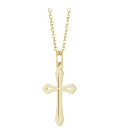 R50069 Necklace 14K Yellow 25.1 X 15 Mm 18 In Polished Cross Necklace