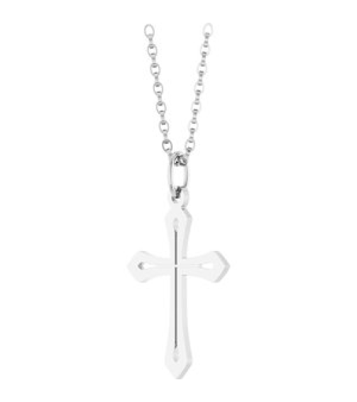 R50069 Necklace Sterling Silver 25.1 X 15 Mm 18 In Polished Cross Necklace
