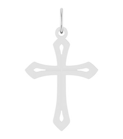 R50069 Pendant 14K White 25.1 X 15 Mm Polished Cross Pendant