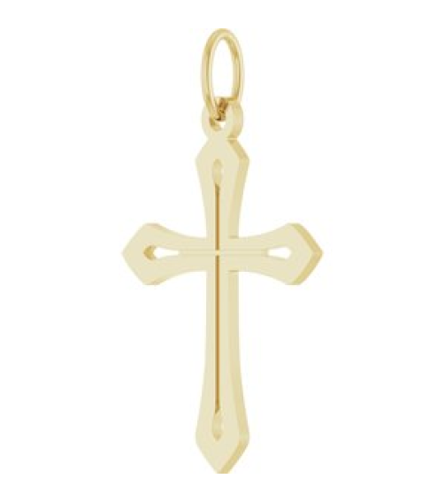 R50069 Pendant 14K Yellow 25.1 X 15 Mm Polished Cross Pendant