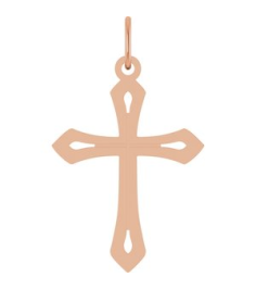 R50069 Pendant 14K Rose 25.1 X 15 Mm Polished Cross Pendant