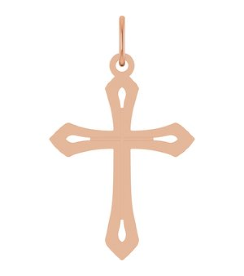 R50069 Pendant 14K Rose 25.1 X 15 Mm Polished Cross Pendant