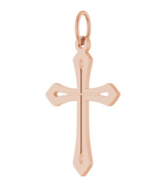 R50069 Pendant 14K Rose 25.1 X 15 Mm Polished Cross Pendant