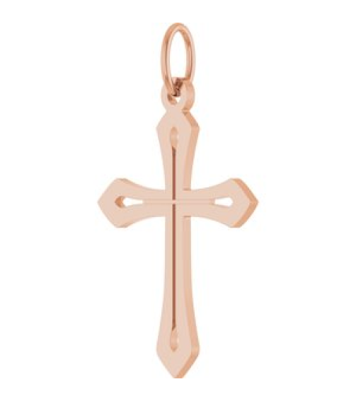 R50069 Pendant 14K Rose 25.1 X 15 Mm Polished Cross Pendant