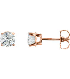 1874 14K Rose Set Round Lab-Grown Diamond Pair 8Mm 4 Ctw Vs, Fg Friction Friction Backs Included 4-Prong Polished 4 Ctw Lab-Grown Diamond Stud Earrings