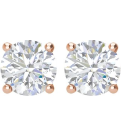 1874 14K Rose Set Round Lab-Grown Diamond Pair 8Mm 4 Ctw Vs, Fg Friction Friction Backs Included 4-Prong Polished 4 Ctw Lab-Grown Diamond Stud Earrings
