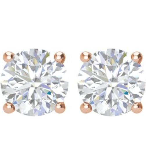 1874 14K Rose Set Round Lab-Grown Diamond Pair 8Mm 4 Ctw Vs, Fg Friction Friction Backs Included 4-Prong Polished 4 Ctw Lab-Grown Diamond Stud Earrings
