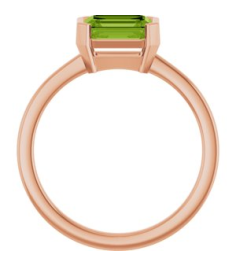 72361 Ring Set 14K Rose Natural Peridot Emerald 7 X 5 Mm Polished Natural Peridot Ring