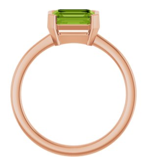 72361 Ring Set 14K Rose Natural Peridot Emerald 7 X 5 Mm Polished Natural Peridot Ring