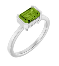 72361 Ring Set 14K White Natural Peridot Emerald 7 X 5 Mm Polished Natural Peridot Ring
