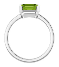 72361 Ring Set 14K White Natural Peridot Emerald 7 X 5 Mm Polished Natural Peridot Ring
