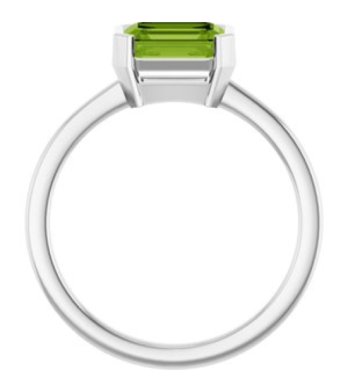 72361 Ring Set 14K White Natural Peridot Emerald 7 X 5 Mm Polished Natural Peridot Ring